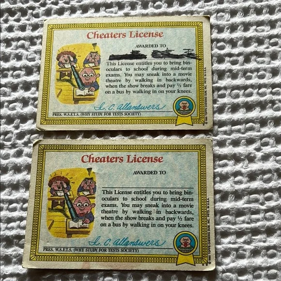 Garbage Pail Kids Adam Bomb 8a and Blasted Billy 8b Cards